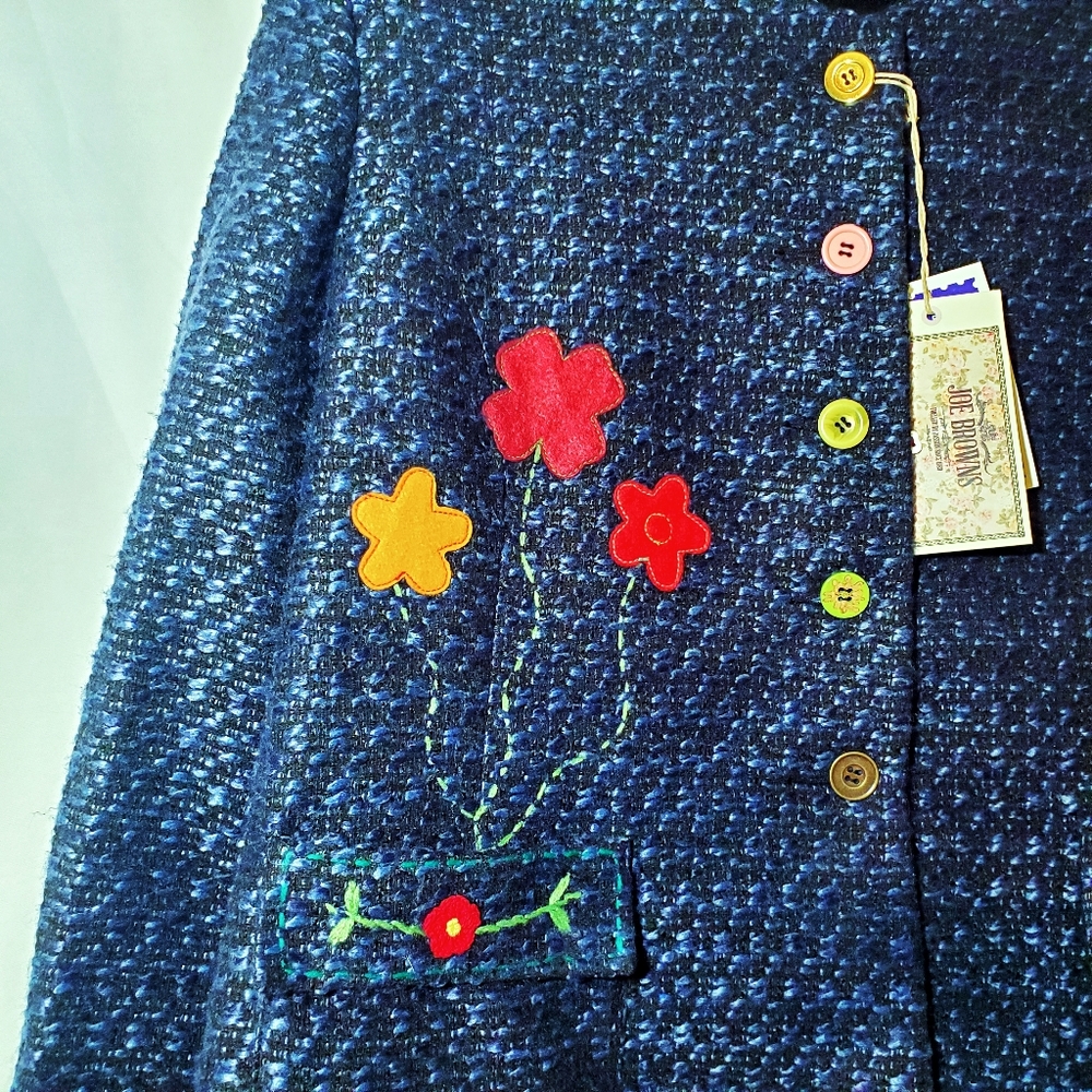 NWT Joe Browns Navy Tweed Blazer Flowers & Buttons - Picture 2 of 8
